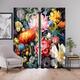 2 Panels Curtains For Living Room Bedroom, Flowers Curtain Drapes for Bedroom Door Kitchen Window Treatments Thermal Insulated Room Darkening