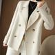 Women's Winter Blazer Coat Fall Double Breasted Lapel Jacket Wool Blend Short Coat with Pockets Warm Black White Camel