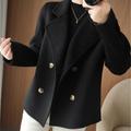 Women's Winter Blazer Coat Fall Double Breasted Lapel Jacket Wool Blend Short Coat with Pockets Warm Black White Camel