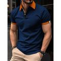 Men's Polo Shirt Work Street Classic Short Sleeves Solid / Plain Color Basic Summer Loose Fit dark brown Black White Pink Dark Navy ash-colored Polo Shirt