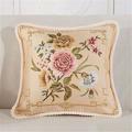 Floral Pattern Pillowslip Embroidery Pattern Car Interior Ornaments Silk Satin Sofa Couch Cushion Cover for Living Room