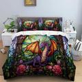 2PCS/3PCS Retro Retro Abstract Fire Dragon Pattern Bed Set Duvet Cover Lightweight and Soft Suitable for Adult and Child Big Bed Small Bed Set