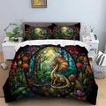 2PCS/3PCS Retro Retro Abstract Fire Dragon Pattern Bed Set Duvet Cover Lightweight and Soft Suitable for Adult and Child Big Bed Small Bed Set