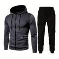 Men's Hoodie Tracksuit Sweatsuit Black White Red Blue Dark Gray Hooded Geometric 2 Piece Sports Outdoor Daily Holiday Streetwear Cool Casual Spring Fall Clothing Apparel Hoodies Sweatshirts