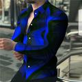 Men's Shirt Striped Graphic Prints Geometry Flame Turndown Royal Blue Blue Sky Blue Dark Blue Outdoor Street Long Sleeve Button-Down Print Clothing Apparel Fashion Designer Casual Soft