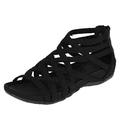 Women's Sandals Wedge Sandals Gladiator Sandals Roman Sandals Plus Size Outdoor Daily Beach Summer Wedge Heel Open Toe Vintage Casual Minimalism Canvas Zipper Solid Color Dark Grey Leopard Black