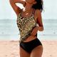 Women's Swimwear Tankini 2 Piece Normal Swimsuit 2 Piece Printing Leopard Beach Wear Summer Bathing Suits