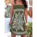 Women's Beach Dress Resort Wear Beach Wear Mini Dress Print Hot Elegant Graphic Strapless Sleeveless Standard Fit Daily Going out Orange red Red 2023 Summer Spring S M L XL