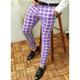 Men's Trousers Chinos Chino Pants Plaid Dress Pants Print Lattice Full Length Casual Daily Casual Trousers White Blue Purple Micro-elastic