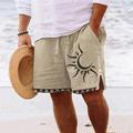 Men's Board Shorts Swim Shorts Swim Trunks Zipper Pocket Elastic Waist Sun Graphic Prints Comfort Breathable Short Casual Daily Holiday Ethnic Style Retro Vintage Blue Green Micro-elastic