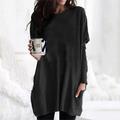 Women's Plus Size Shirt Tunic T shirt Dress Tunic Shirts Solid Colored Daily Black White Light Green Long Sleeve Basic Round Neck Loose Fit Fall Fall Winter