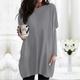 Women's Plus Size Shirt Tunic T shirt Dress Tunic Shirts Solid Colored Daily Black Long Sleeve Basic Round Neck Fall Fall Winter