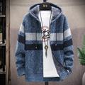Men's Sweater Cardigan Sweater Hoodie Zip Sweater Sweater Jacket Knit Knitted Color Block Hooded Stylish Outdoor Home Clothing Apparel Fall Winter Wine Navy Blue S M L