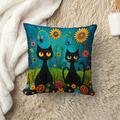 Cat Art Pattern 1PC Throw Pillow Covers Multiple Size Coastal Outdoor Decorative Pillows Soft Velvet Cushion Cases for Couch Sofa Bed Home Decor