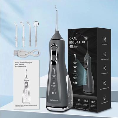 Cordless Water Dental Flosser for Teeth - Portable and Rechargeable 300ML Oral Irrigator with 5 Modes IPX7 Waterproof Powerful Battery Life Water Dental Picks for Travel Home Use