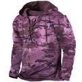 Men's Unisex Pullover Hoodie Sweatshirt Army Green Red Blue Purple Green Hooded Camouflage Graphic Prints Print Lace up Sports Outdoor Daily Sports 3D Print Streetwear Designer Basic Spring Fall