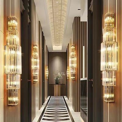 LED Light Luxury Crystal Wall Lamp Hotel Project Payment KTV Corridor Decoration Villa Duplex Building Model Room Living Room Lamps