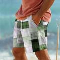 Plaid Color Block Men's Resort 3D Printed Board Shorts Beach Shorts Elastic Waist Drawstring with Mesh Lining Aloha Hawaiian Style Holiday Beach S TO 3XL