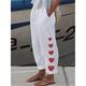 Women's Linen Pants Pants Trousers Baggy Faux Linen Heart Floral Butterfly Side Pockets Baggy Full Length Fashion Valentine's Day Casual Daily White Yellow S M