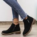 Women's Boots Suede Shoes Plus Size Heel Boots Outdoor Work Daily Solid Color Booties Ankle Boots Winter Block Heel Low Heel Round Toe Vintage Fashion Casual PU Zipper Black Red Brown