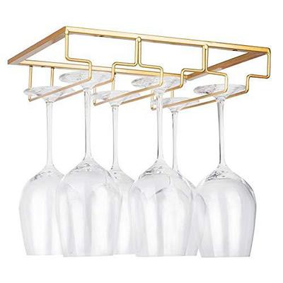 Wine Glass Rack Under Cabinet Stemware Holder Metal Wine Glass Organizer Glasses Storage Hanger for Bar Kitchen Home Black Gold White 3 Rows