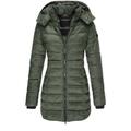 Women's Winter Coat Quilted Jacket Mid Length Puffer Coat Thermal Warm Parka with Pocket Fall Windproof Heated Coat Zipper Hooded Lightweight Outerwear Long Sleeve Army Green Black