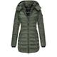 Women's Winter Coat Quilted Jacket Mid Length Puffer Coat Thermal Warm Parka with Pocket Fall Windproof Heated Coat Zipper Hooded Lightweight Outerwear Long Sleeve Army Green Black