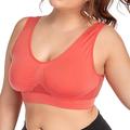 Curve Plus Size Backless Hole Solid Color Casual U Neck Fall Winter Wireless Bras Full Coverage Bra Watermelon Red Bean Paste Purple Black Big Size L XL 2XL 3XL 4XL