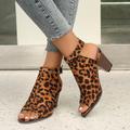 Women's Sandals Suede Shoes Sandals Boots Summer Boots Party Work Daily Leopard Booties Ankle Boots Summer Chunky Heel Peep Toe Elegant Sexy Casual Suede Ankle Strap Leopard Black Pink