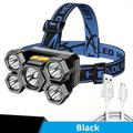 USB Rechargeable 5 LED Headlamp 4 Working Modes Head Waterproof Torch for Outdoor Camping Fishing Running Riding