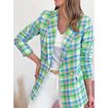 Women's Blazer Plaid Formal Business Office Blazer Suit Spring Casual Jacket Summer Long Sleeve Fall Yellow S