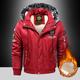 Men's Winter Coat Winter Jacket Parka Embroidered Fleece Hoodie Fur Trim Daily Regular Casual Thermal Warm Winter Plain Black Red Royal Blue Puffer Jacket