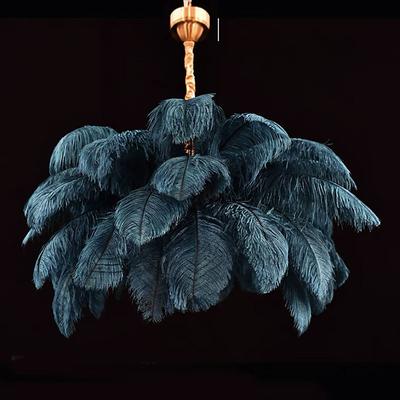 LED Pendant Light Chandelier Gorgeous Extra Large White Ostrich Feather Bouquet Pendant Light Romantic Mounted Lighting Fixture for Restaurant Bedroom