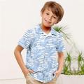 Boys 3D Leaf Shirts Short Sleeve 3D Print Summer Active Vacation Tropical Polyester Kids 3-12 Years Lapel Outdoor Casual Daily Regular Fit