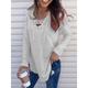 Women's Pullover Sweater Jumper V Neck Ribbed Knit Cotton Blend Lace up Summer Fall Outdoor Daily Going out Stylish Casual Soft Long Sleeve Solid Color Maillard Black White Pink S M L