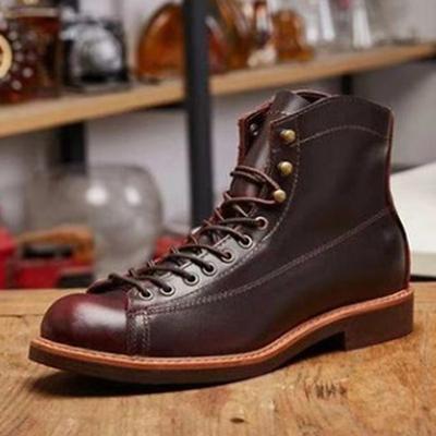 Men's Boots Biker boots Motorcycle Boots Retro Walking Casual Daily PU Comfortable Booties / Ankle Boots Loafer Yellow-Brown Dark Brown Burgundy Spring Fall