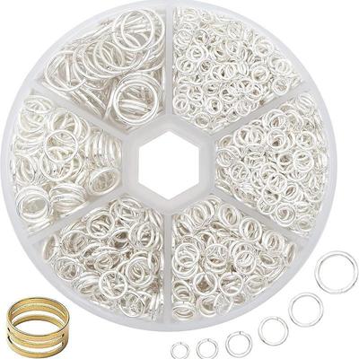 1010pcs Jump Rings, Jewelry Making Jump Rings, Mix 6 Sizes, Split Ring With 1pcs Jump Ring Open/Close Tool For Jewelry Making Or Repairing Necklace Earrings Bracelet DIY (Silvery)