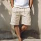 Men's Cargo Shorts Shorts Linen Shorts Summer Shorts Drawstring Elastic Waist Multi Pocket Plain Comfort Breathable Short Casual Daily Holiday Linen Cotton Blend Fashion Classic Style Black White