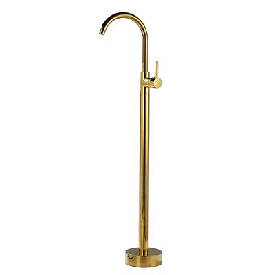 Floor Mount Standing Bathtub Faucet, 360° Swivel Freestanding Tub Filler Mixer Tap Brass Spout High Flow Shower Faucets