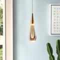 LED Pendant Light Kitchen Light Fixtures Ceiling LED Modern Gold Pendant Light Mini Teardrop Crystal Pendant Light for Kitchen Island Bedroom Hallway Entryway (1-Pack)