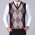 Men's Sweater Vest Wool Sweater Pullover Sweater Jumper Knit Knitted Plaid V Neck Stylish Vintage Style Clothing Apparel Winter Fall Wine Light gray S M L