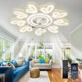 LED Ceiling Fans Dimmable with Remote Contral Flower Design 20/39 5/9-Heads Flush Mount Ceiling Lamp Acrylic Lampshade Chandelier Bedroom Living Room