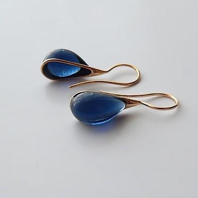 Women's Drop Earrings Fine Jewelry Pear Cut Precious Stylish Simple Earrings Jewelry Yellow / Royal Blue / Blue For Wedding Party 1 Pair