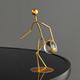 1PC Abstract Art Player playing Basketball Desktop Decoration Metal Sports Figurine Crystal Ball Ornaments