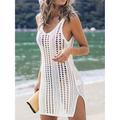 Women's Summer Dress Cover Up Cut Out Beach Wear Holiday Sleeveless Black White Color