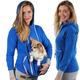 Pullover Long Sleeve Puppy Holder Sweatshirt Pet Carrier Cat Dog Big Kangaroo Pocket Pouch Hoodies for Women (Gray, L)