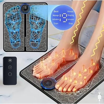 Electric EMS Foot Massager, Pad Remote Controlable Rechargeable Pain Relief Relaxation Foot Acupoint Massage Pad Muscle Stimulation Improve Blood Circulation Gifts For Home Office Holiday