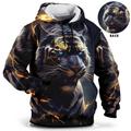 Mens Graphic Hoodie Animal Tiger Prints Daily Classic Casual 3D Pullover Holiday Going Out Streetwear Hoodies Blue Brown Green Long Sleeve Hooded Black Cotton