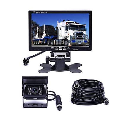 Rear View Camera Kit with 7 LCD Monitor 120 Wide Angle Rearview Camera IP68 Waterproof 18IR Night Vision Reversing Camera for Truck Trailer Bus Van Agriculture Heavy Transport (9-32V)