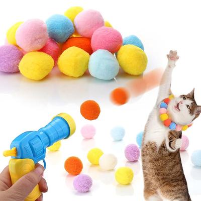 Way Ginki Cat Teaser Toy Ball 1 Toy Launcher 20 Pcs Launch Ball Interactive Toy self hi Toy Soothing Silent Ball Silent Plush Elastic Ball bite Resistant cat cat Teaser Stick